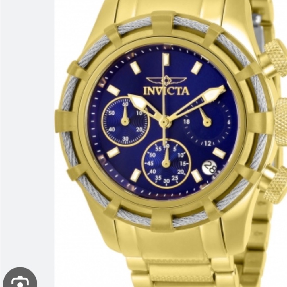 Invicta Gold and Navy Chronograph Bracelet Watch
